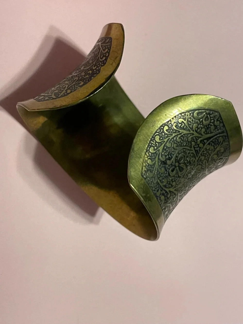 Vintage Ornate Brass Cuff Bangle Bracelet #7149